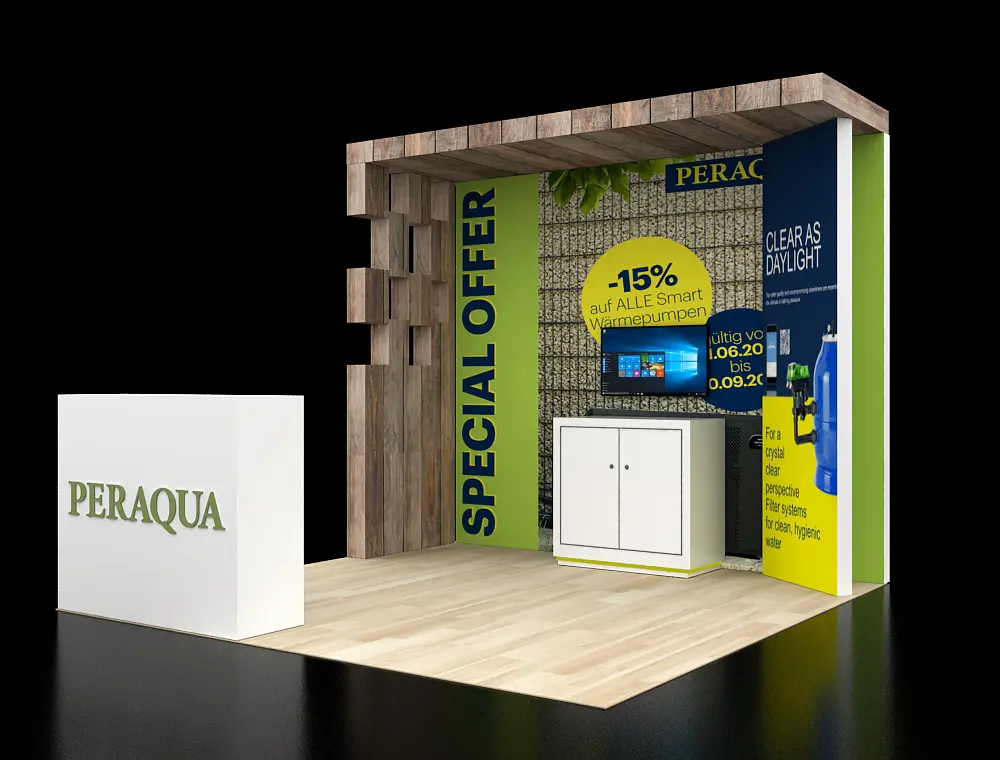 10x10 trade booth with modular wall system