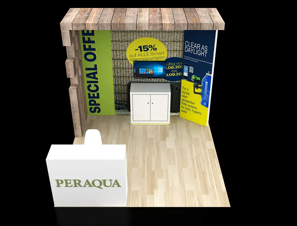 10x10 trade booth with modular wall system