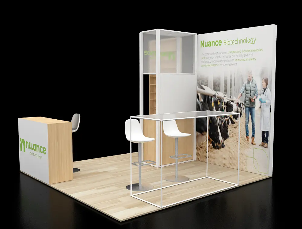 Trade fair booth 10x10 with product showcase