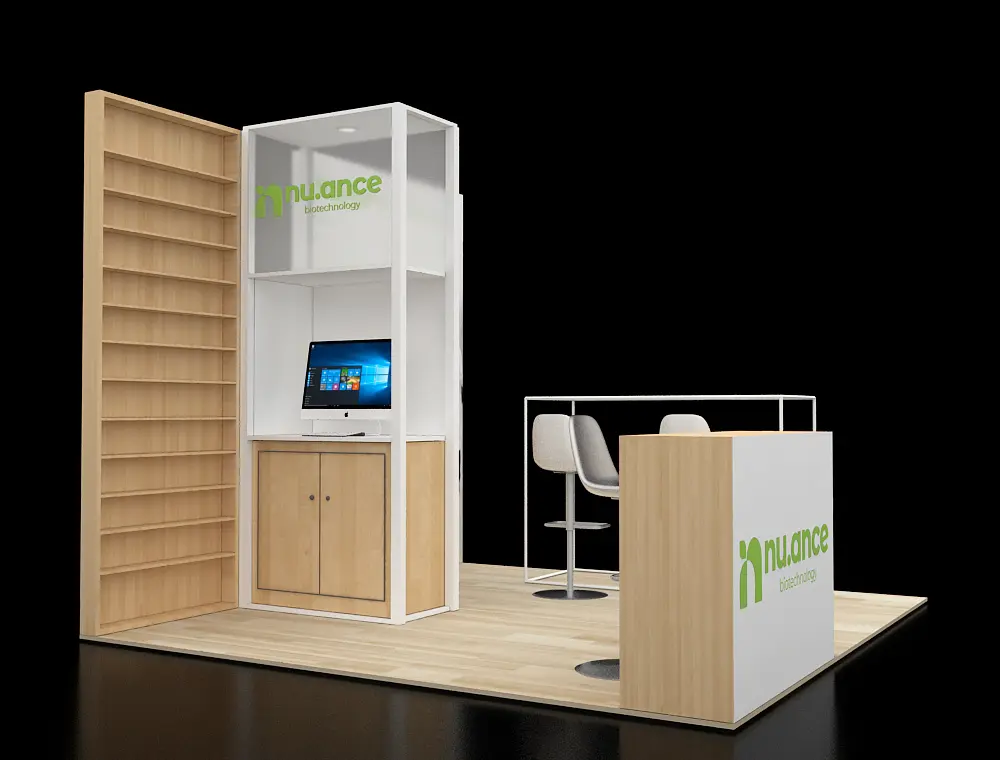 Trade fair booth 10x10 with product showcase