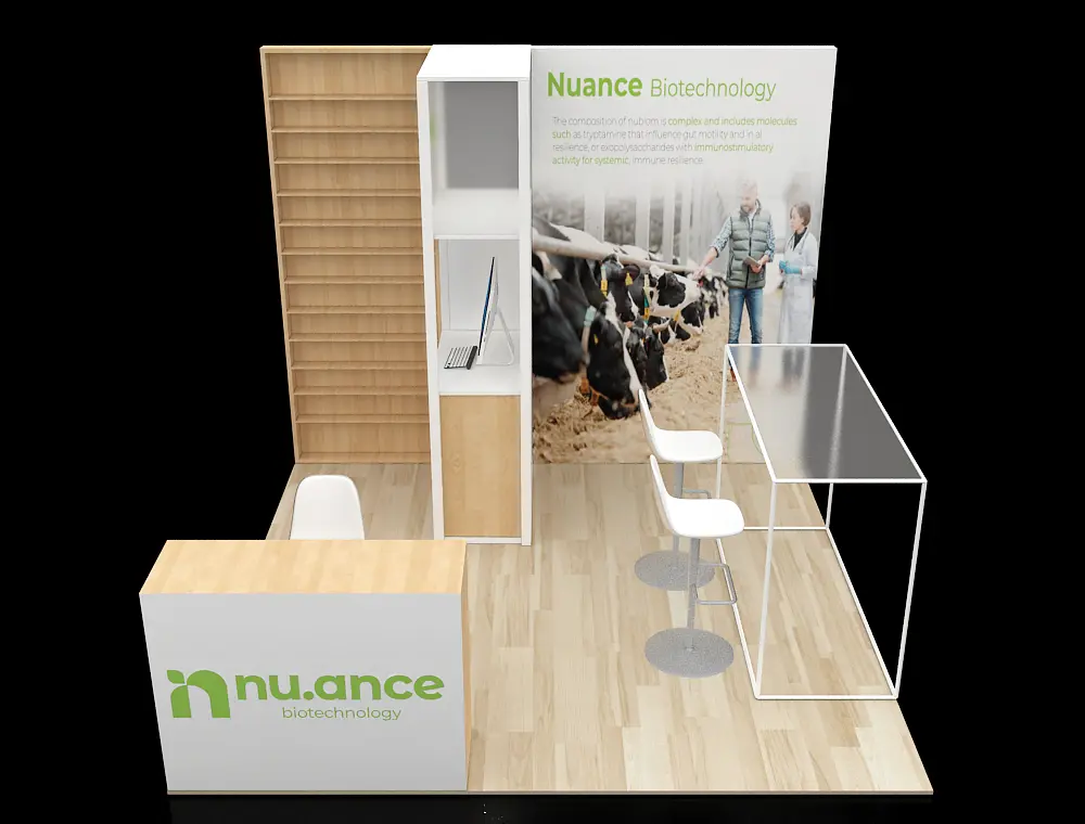 Trade fair booth 10x10 with product showcase