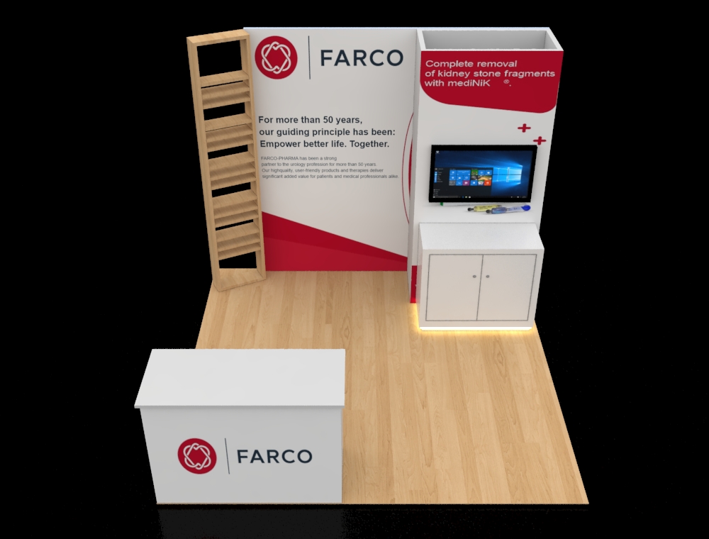 10x10 booth with tall backlit graphic wall