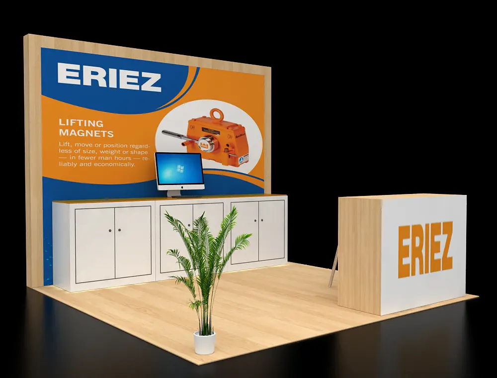 10×10 exhibit display with product shelves