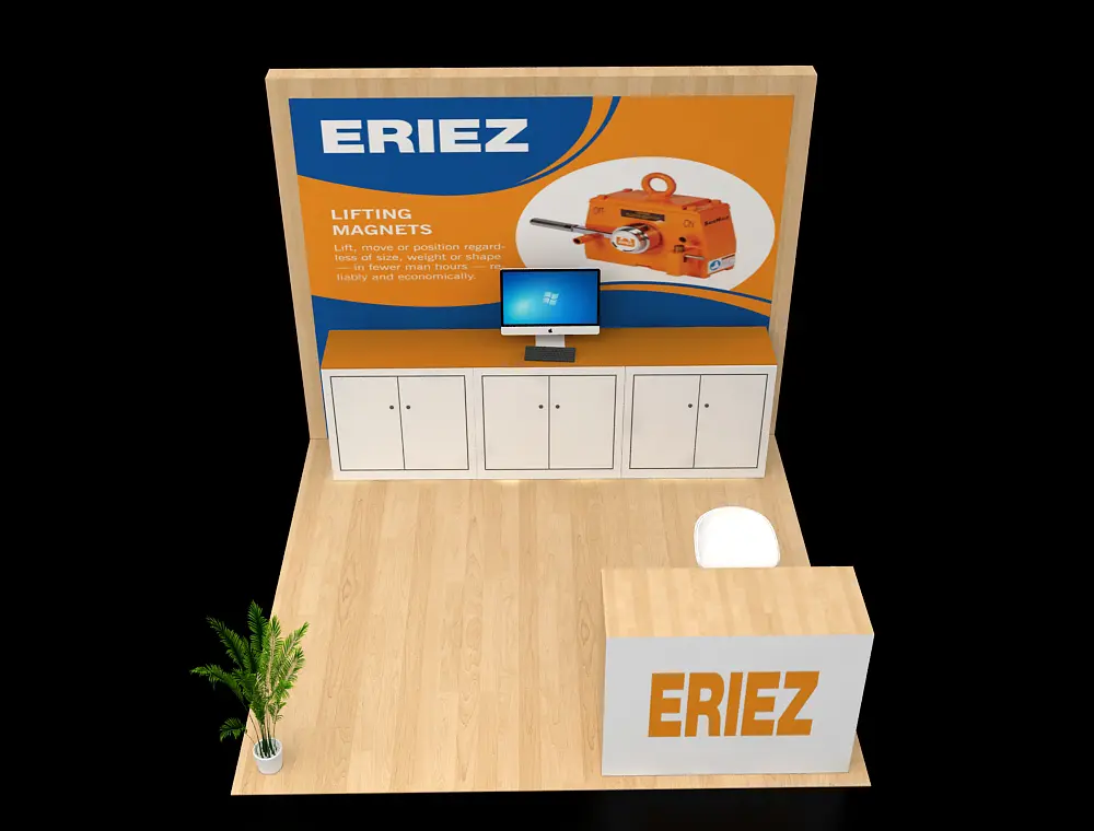 10×10 exhibit display with product shelves