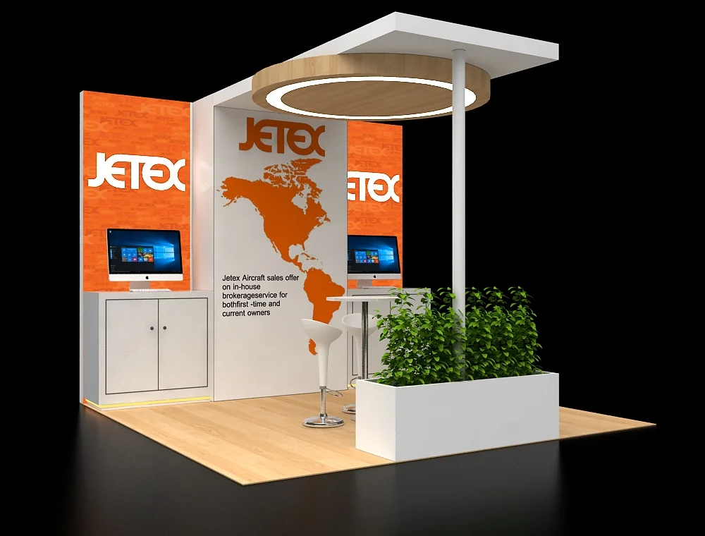 Trade show booth 10×10 with dual display towers
