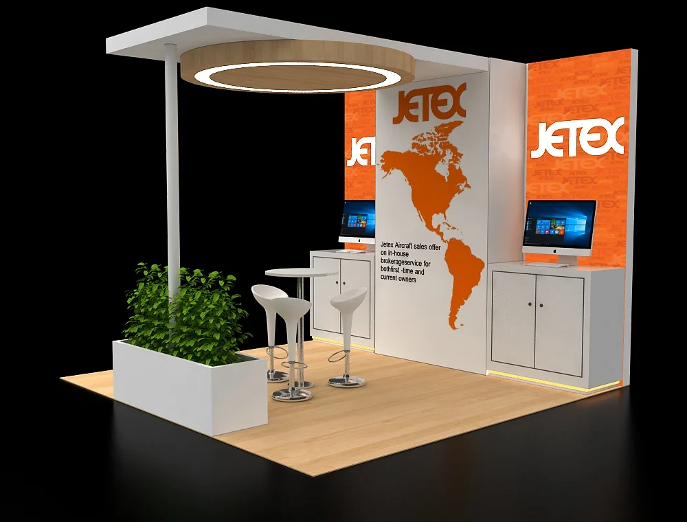 Trade show booth 10×10 with dual display towers