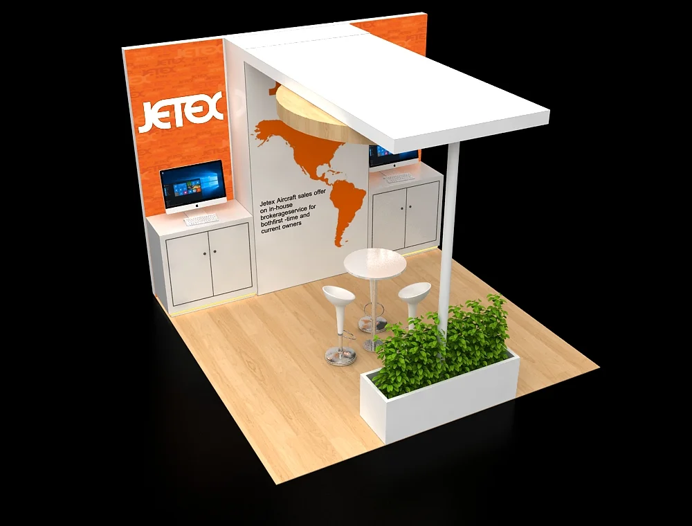 Trade show booth 10×10 with dual display towers