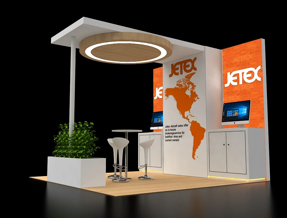 Trade show booth 10×10 with dual display towers