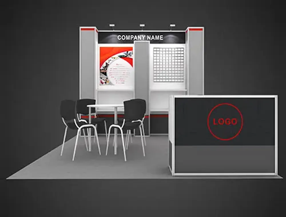 Trade fair booth 10x10 with lighted panels
