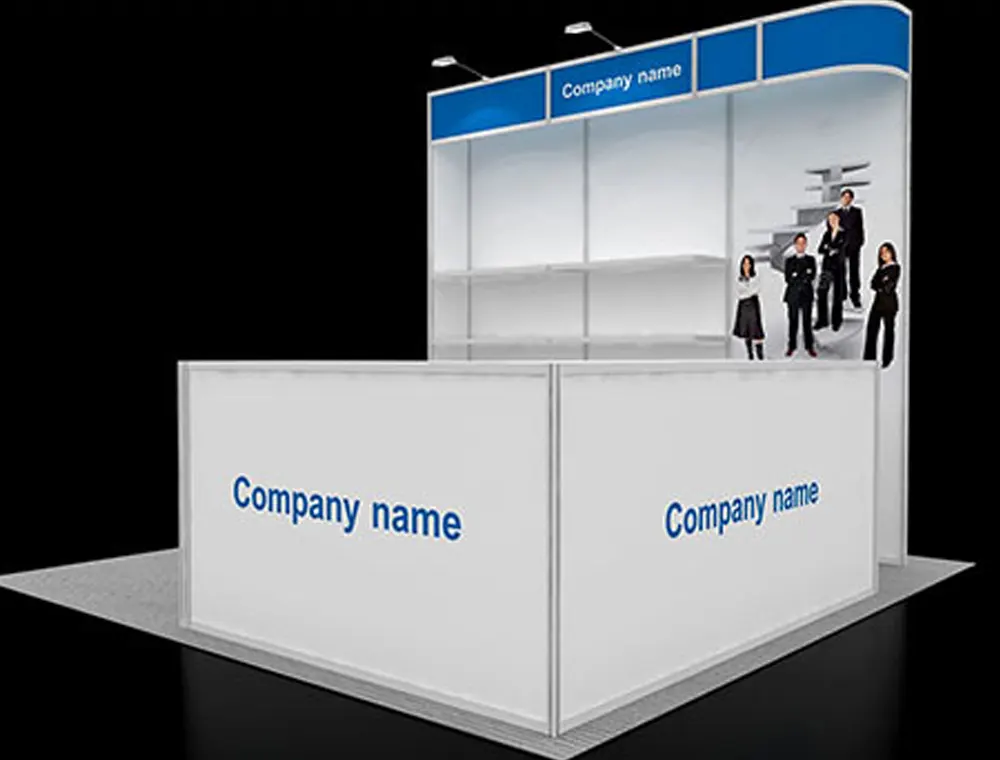 Exhibit stand 10x10 with bold logo graphic