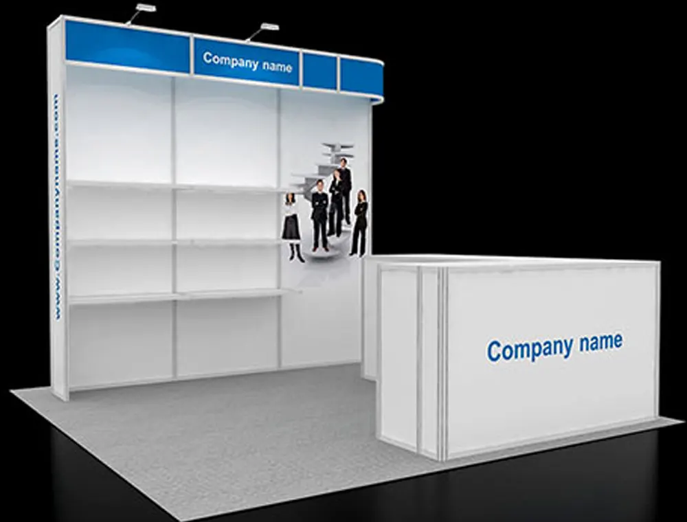 Exhibit stand 10x10 with bold logo graphic