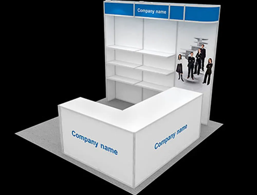Exhibit stand 10x10 with bold logo graphic