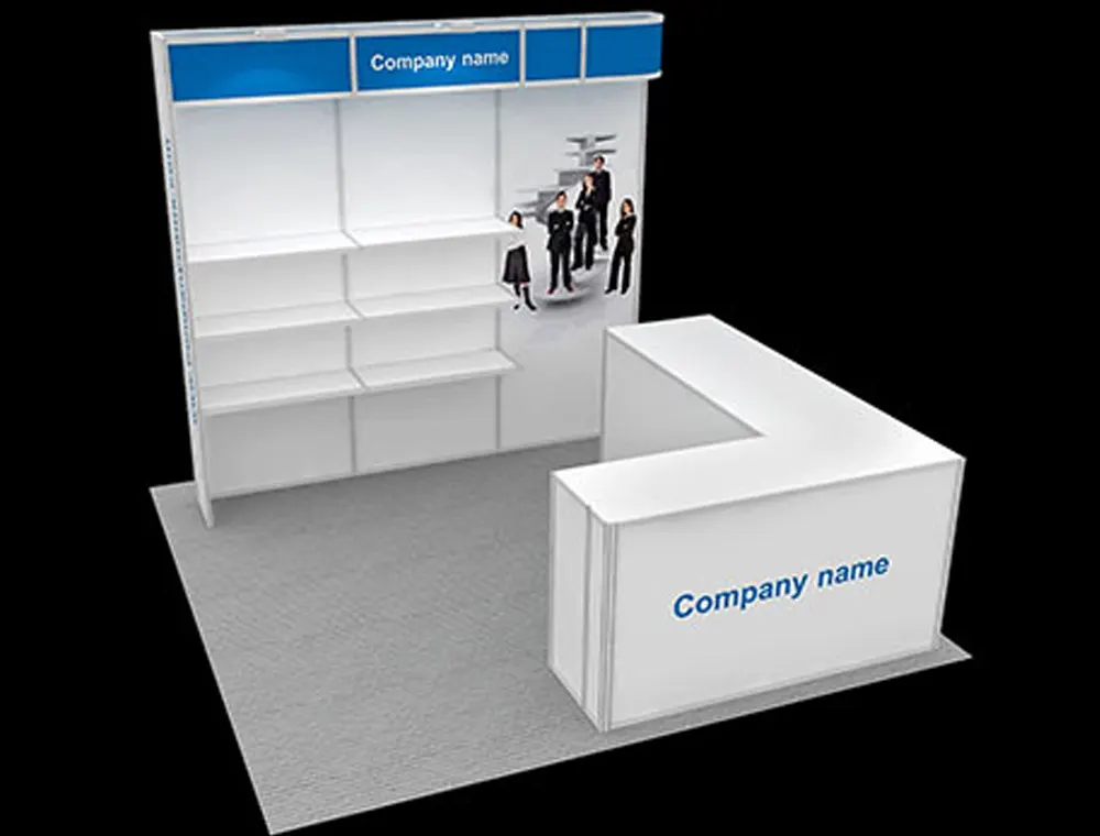 Exhibit stand 10x10 with bold logo graphic