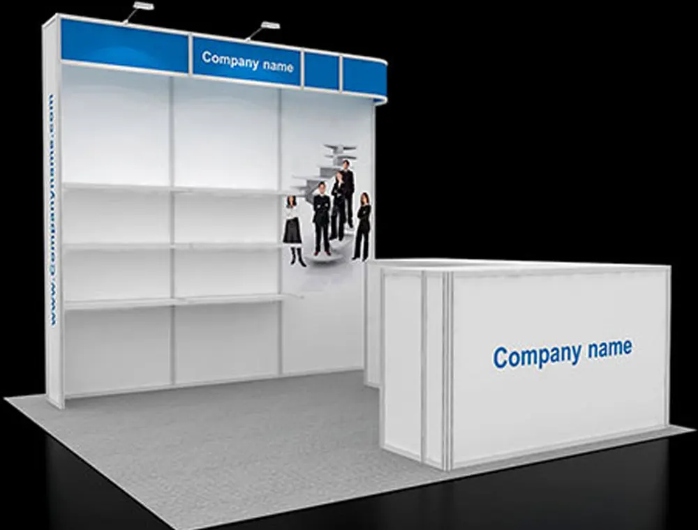 Exhibit stand 10x10 with bold logo graphic