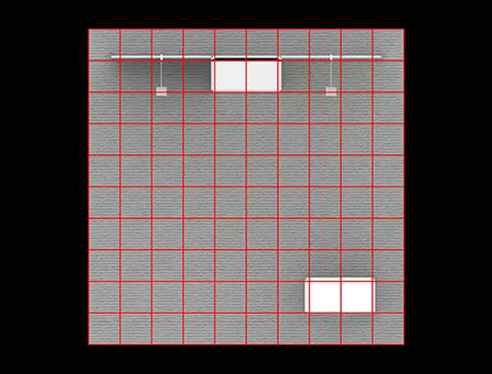 10x10 booth design with demo counter area
