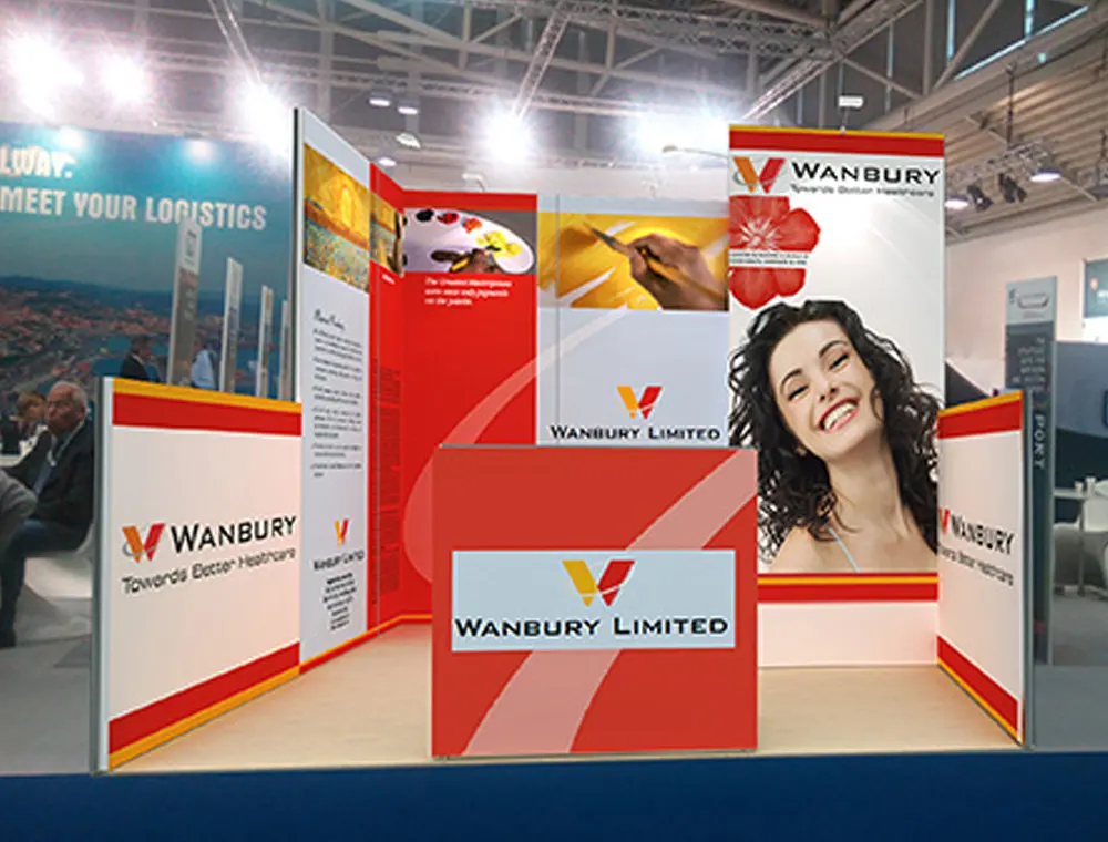 Trade show booth 10x10 with curved header