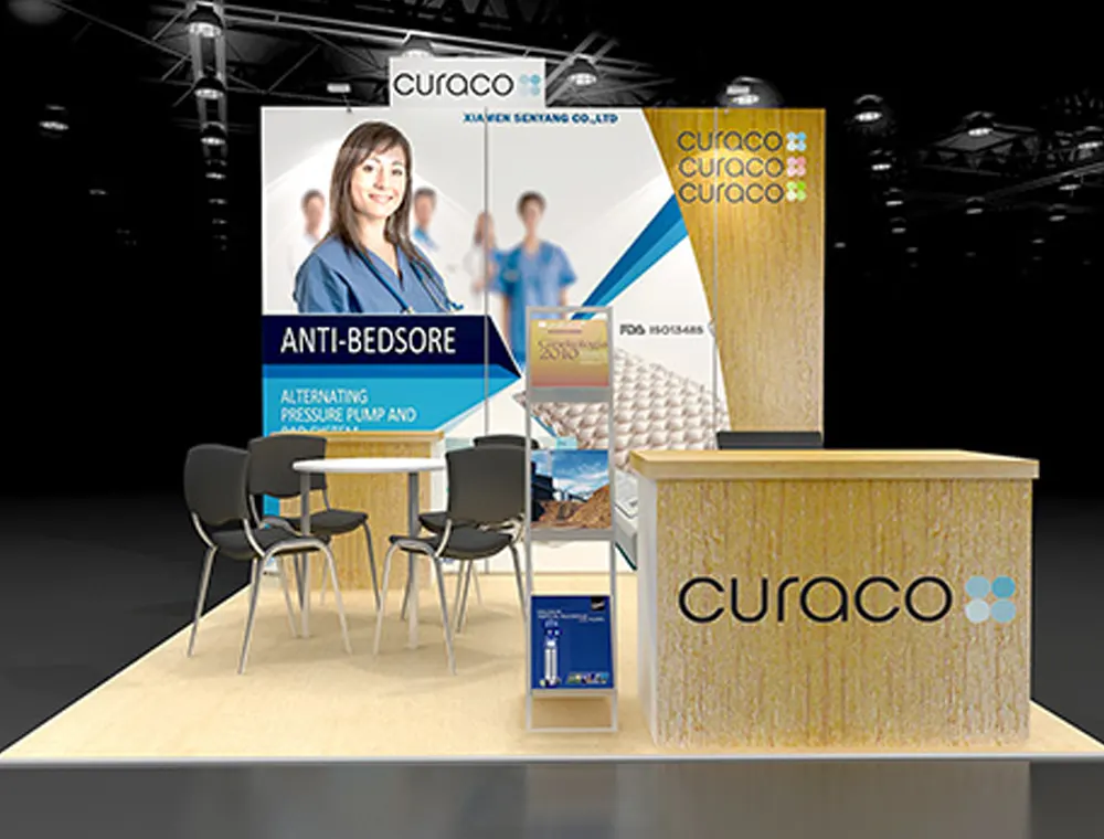 10x10 display booth with branded backdrop