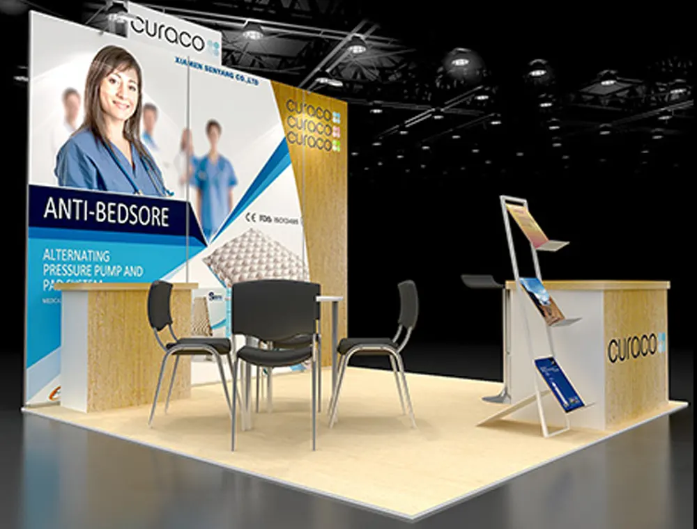 10x10 display booth with branded backdrop
