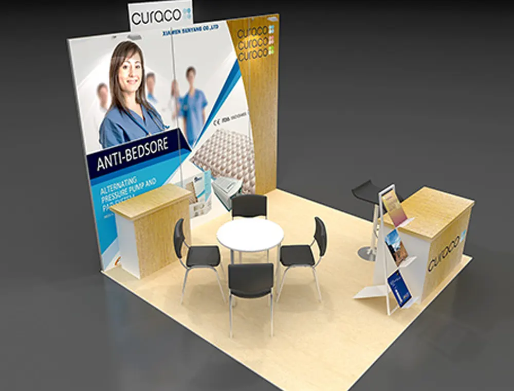 10x10 display booth with branded backdrop