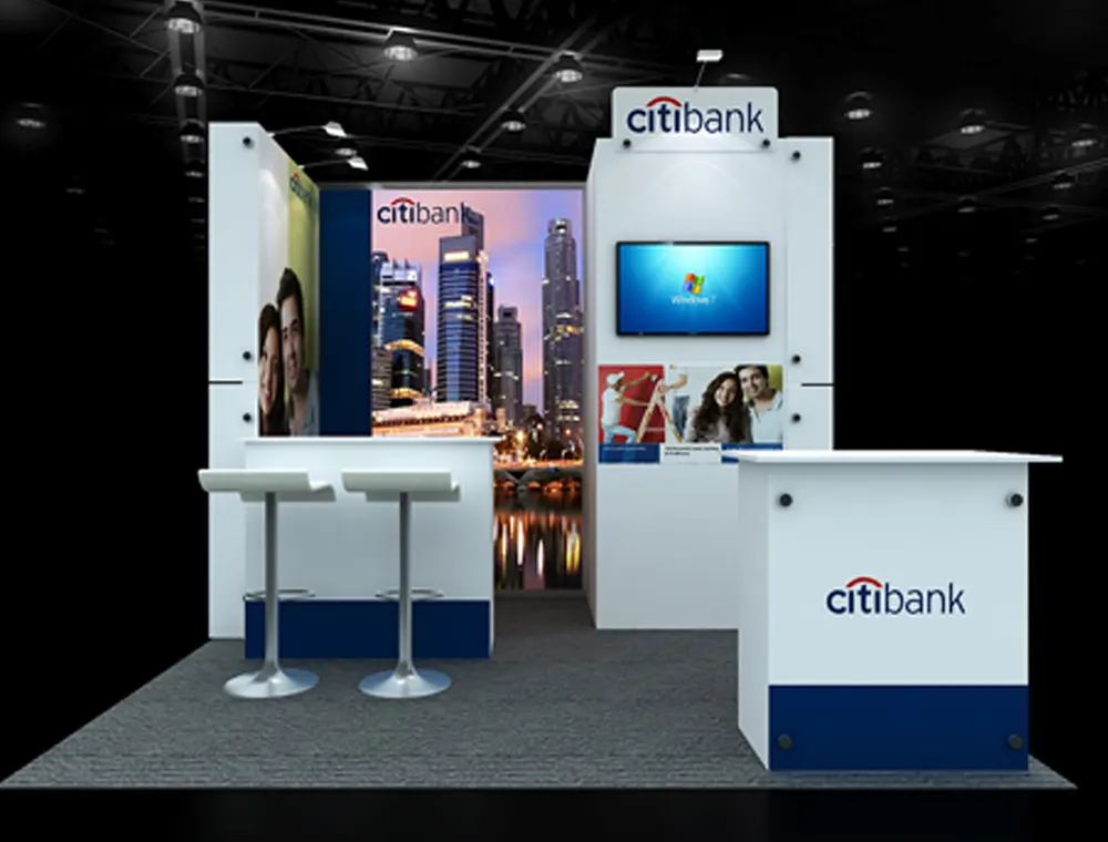 Exhibit booth 10x10 with central LED screen