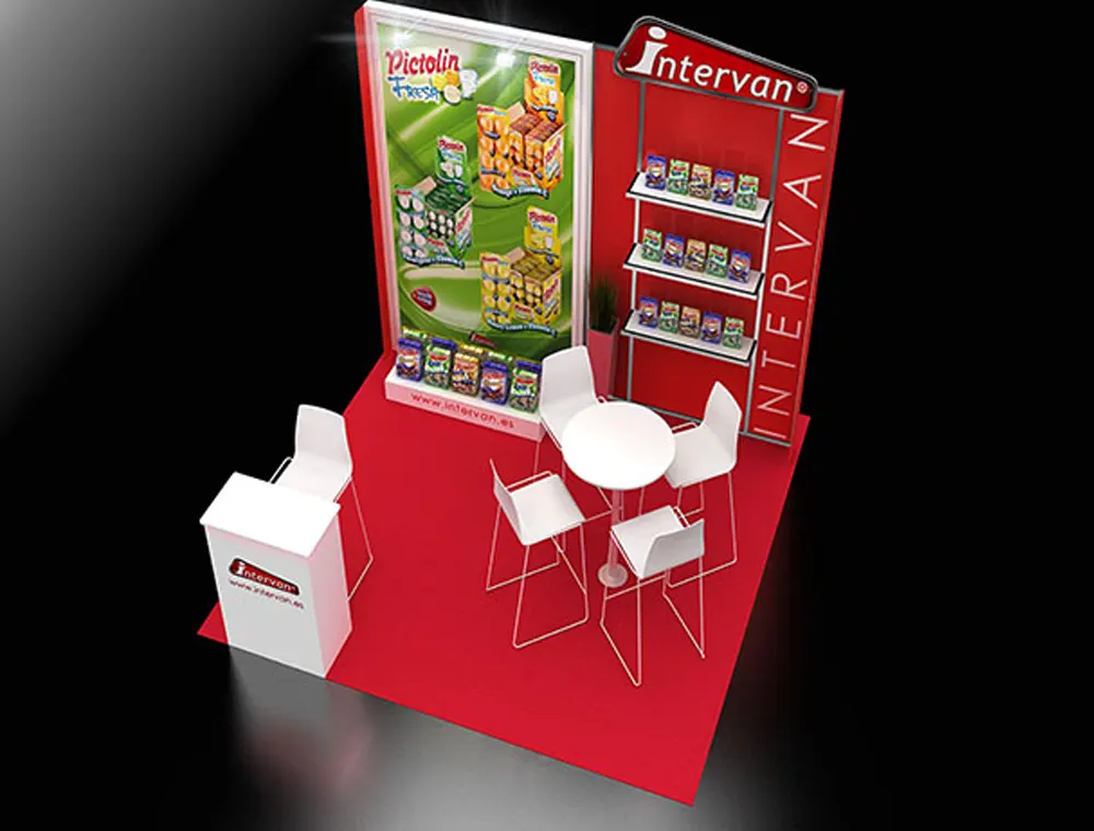 Compact 10x10 booth with product showcase