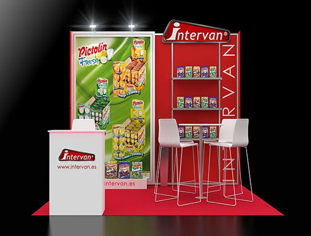 Compact 10x10 booth with product showcase