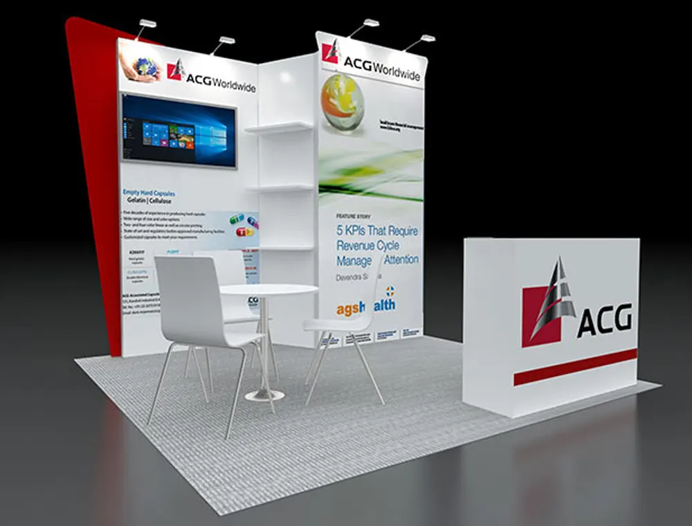 10x10 booth design with open side structure