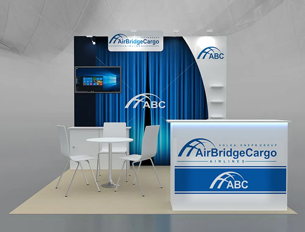 Trade fair booth 10x10 with monitor display