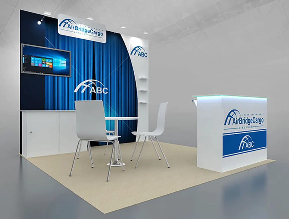 Trade fair booth 10x10 with monitor display