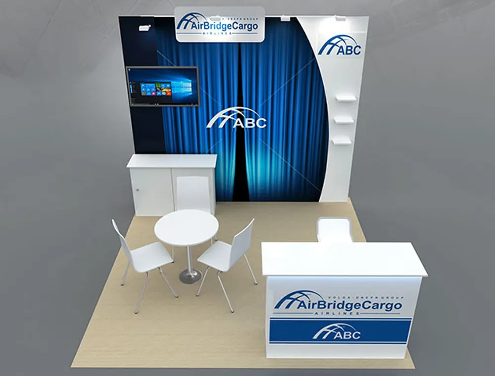 Trade fair booth 10x10 with monitor display