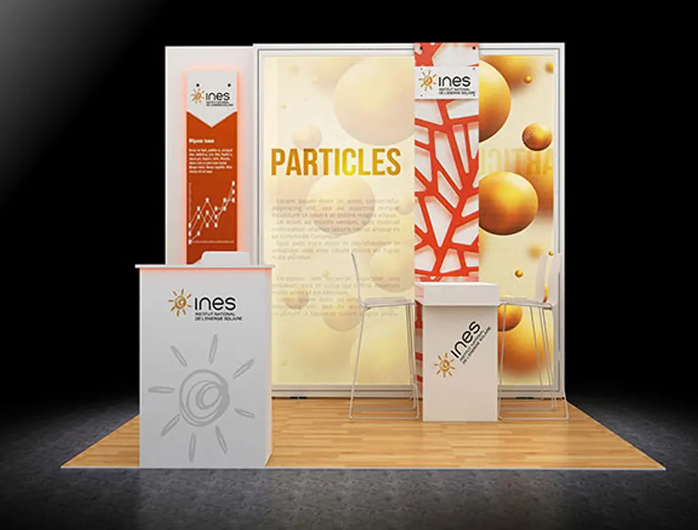 10x10 trade booth with dual product counters