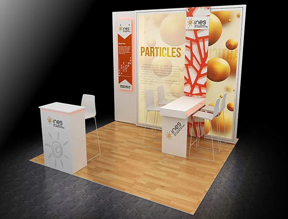 10x10 trade booth with dual product counters