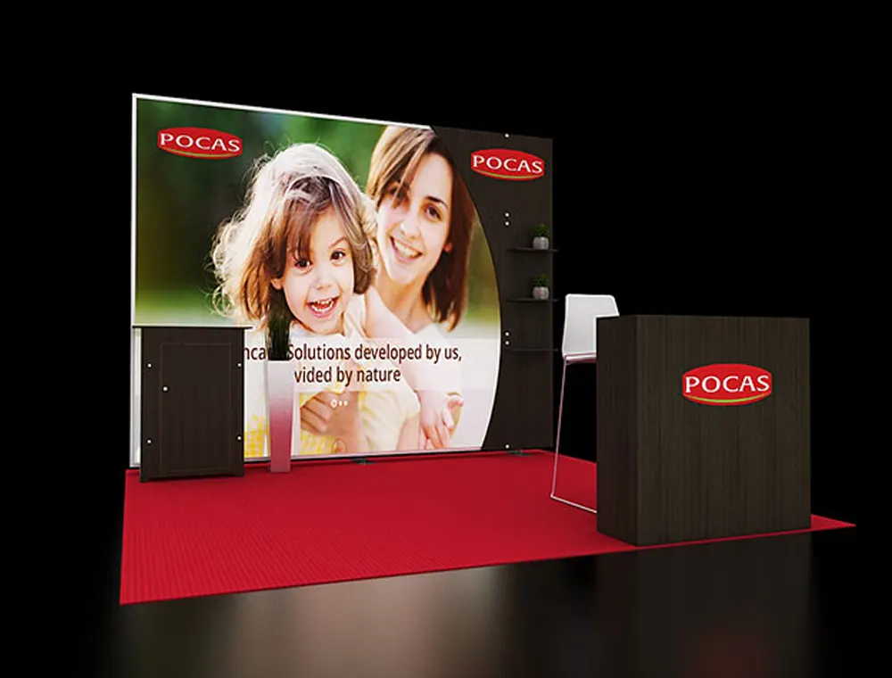 Exhibit stand 10x10 with modern back wall