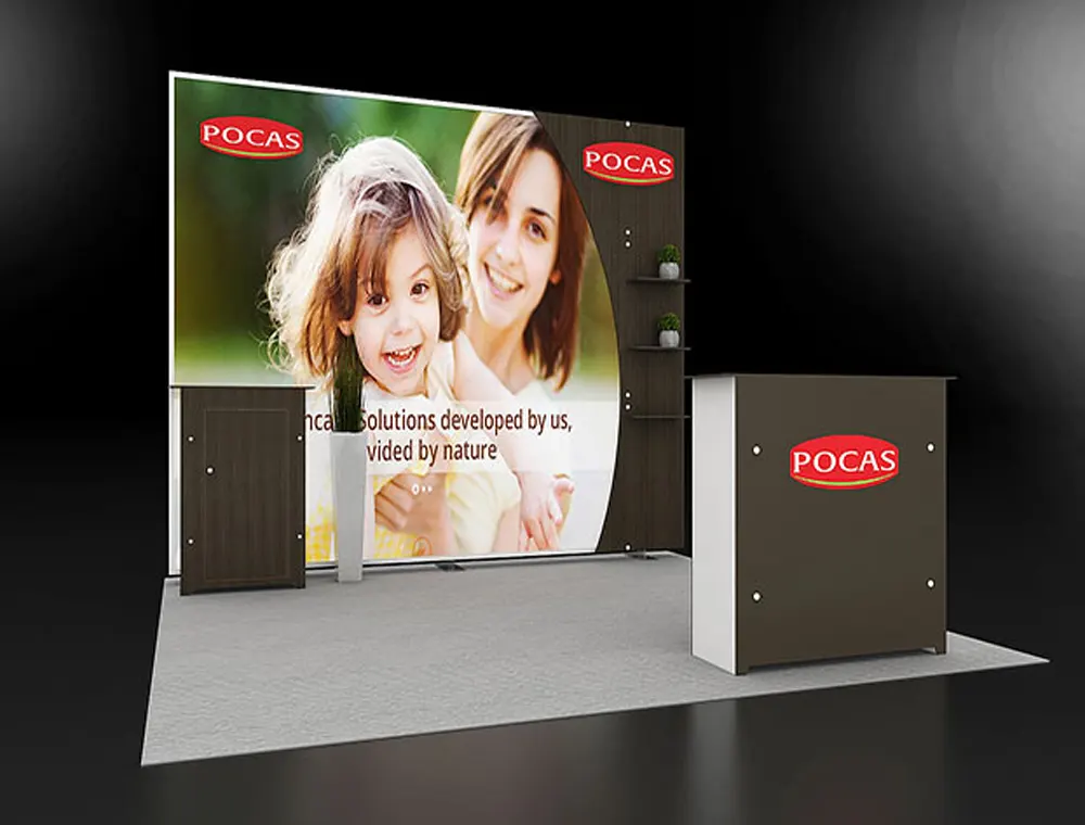 Exhibit stand 10x10 with modern back wall