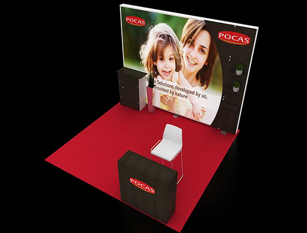 Exhibit stand 10x10 with modern back wall