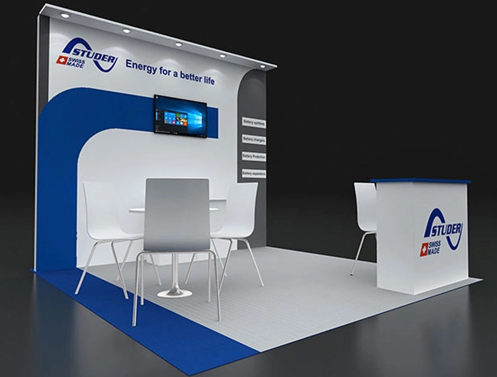 10x10 booth with sleek graphic wall panels