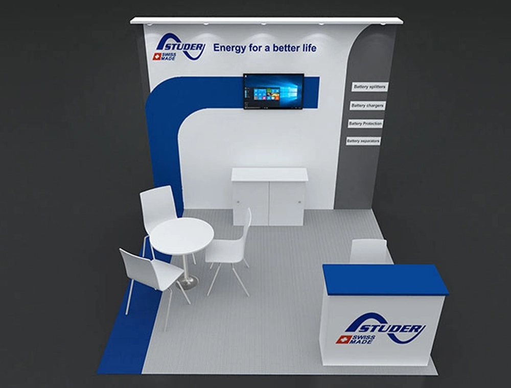 10x10 booth with sleek graphic wall panels