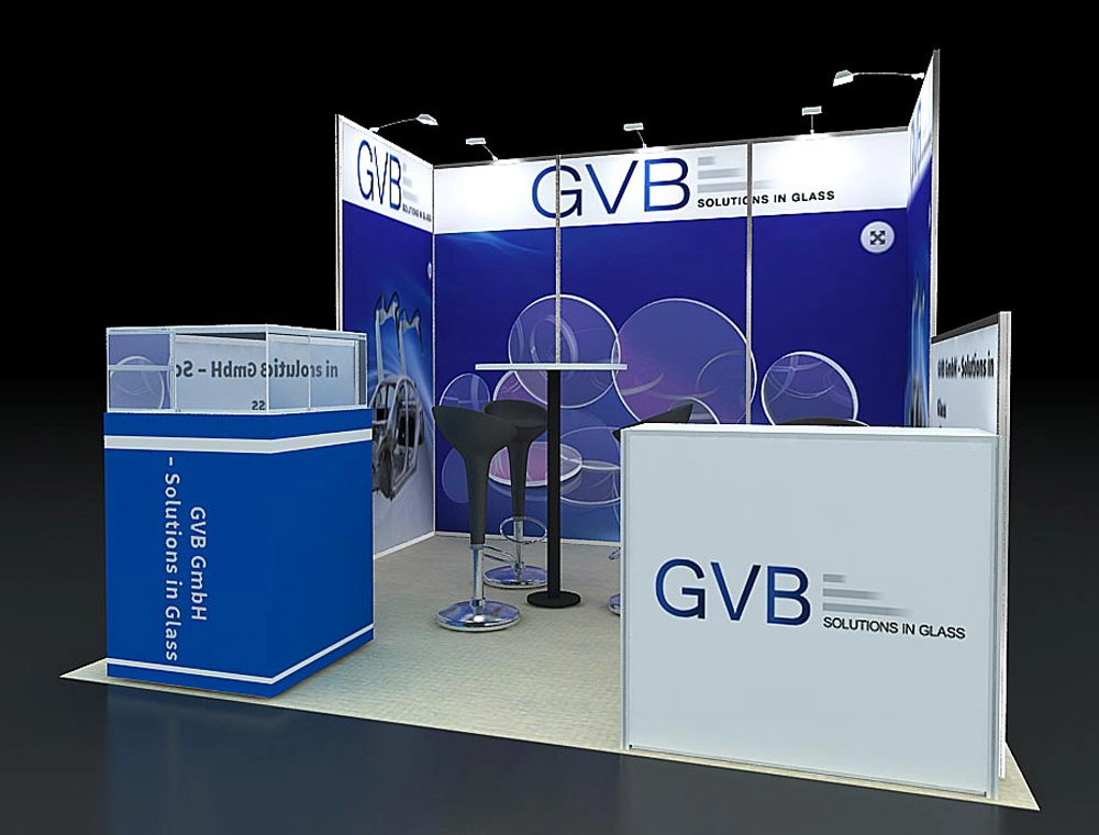 Trade fair booth 10x10 with branded backdrop