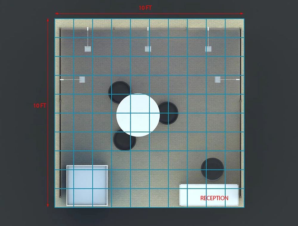 Trade fair booth 10x10 with branded backdrop