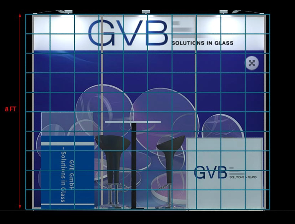 Trade fair booth 10x10 with branded backdrop