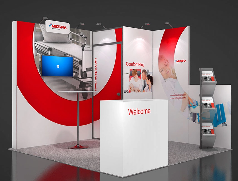 10x10 display booth with monitor screen wall