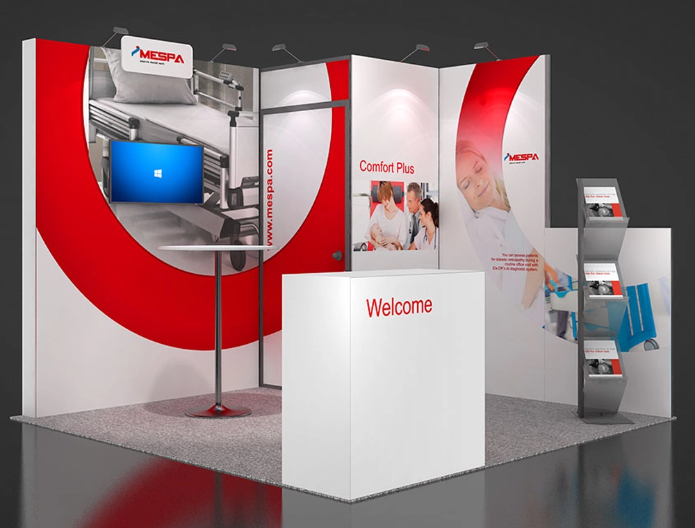 10x10 display booth with monitor screen wall