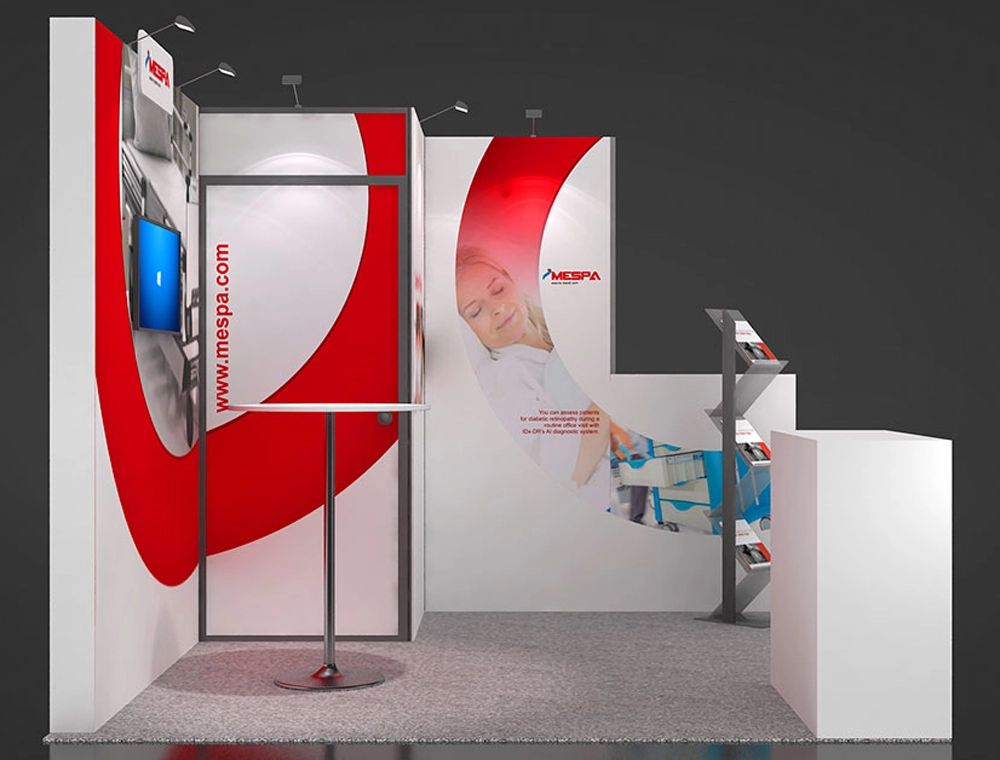 10x10 display booth with monitor screen wall