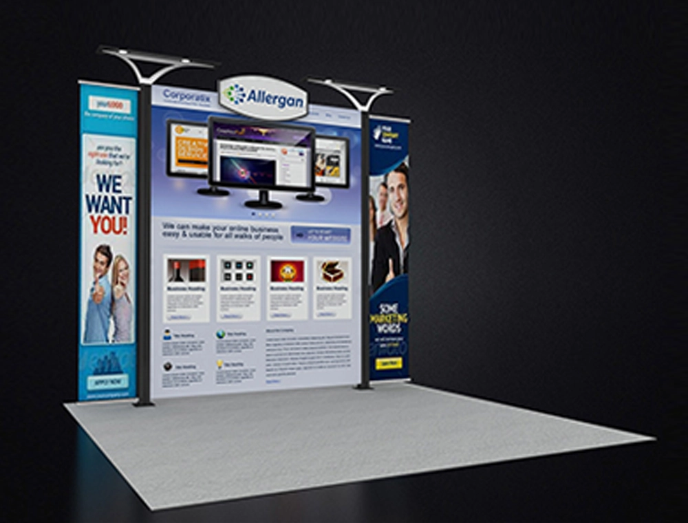 Exhibit booth 10x10 with dual graphic panels