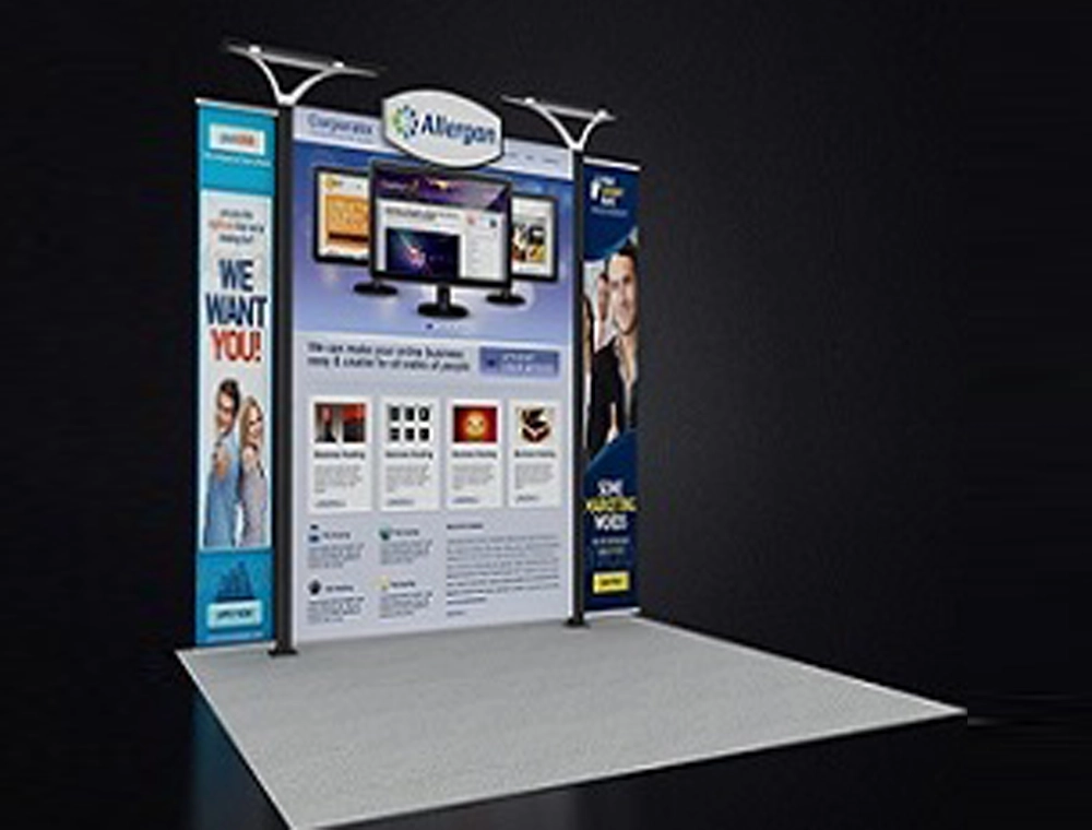 Exhibit booth 10x10 with dual graphic panels
