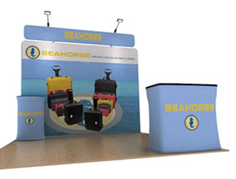 Compact booth 10x10 with hanging light box