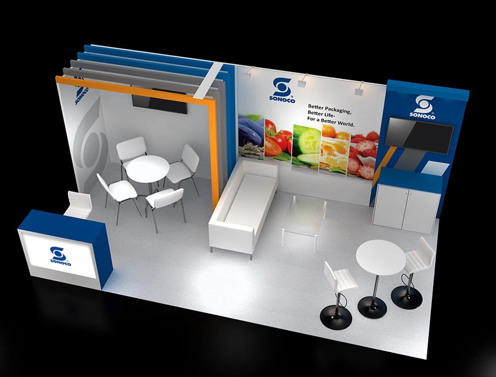Modular exhibition booth with display area