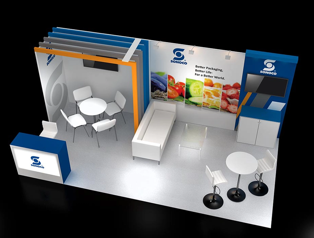 Modular exhibition booth with display area