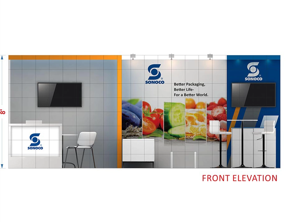 Modular exhibition booth with display area