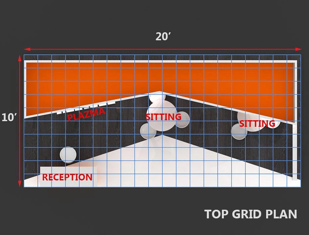 10x20 booth with seating and promotional graphics
